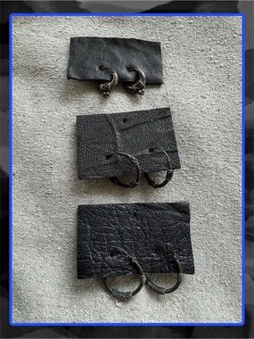 Lot of 3 Pairs Vintage Oxidized Sterling Silver Bali Hoop Earrings
